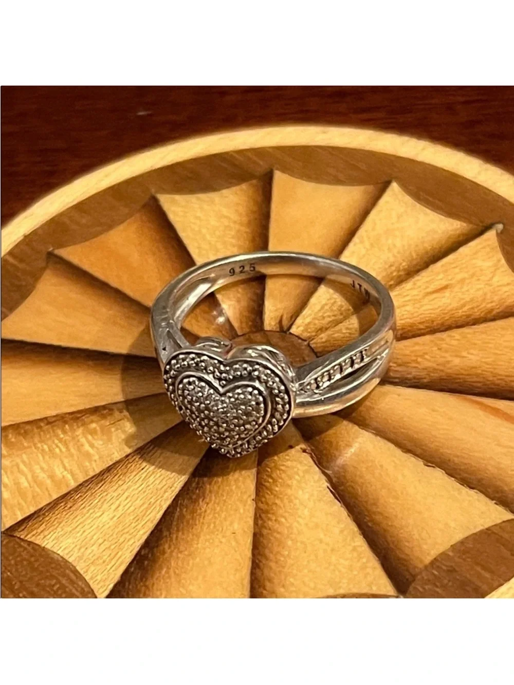 Sterling Silver Sweetheart Ring with Genuine Diamonds Size 7